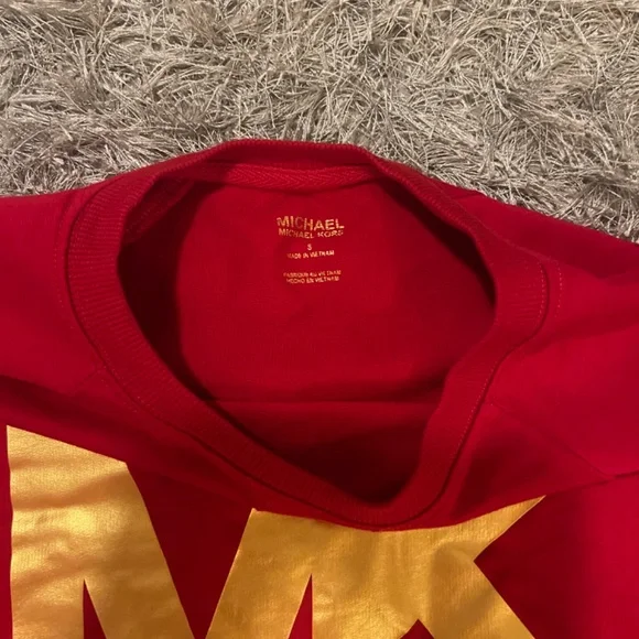 Michael Kors Red with Gold Logo Crewneck Sweatshirt / Sweater / Top - Picture 5 of 7